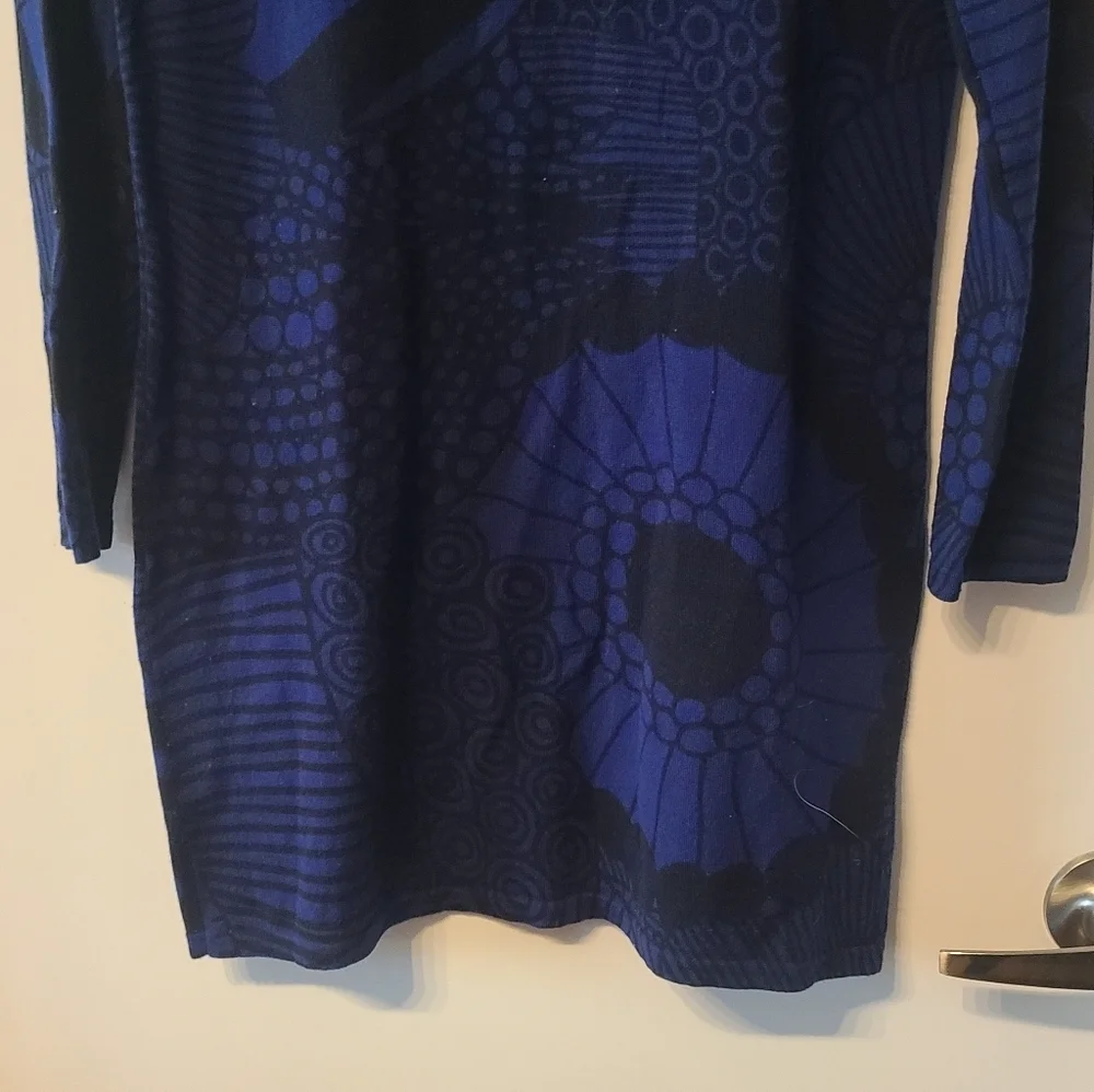 Marimekko Huvila Fine Knit 100% Wool Long Sleeve Dress - Picture 3 of 8